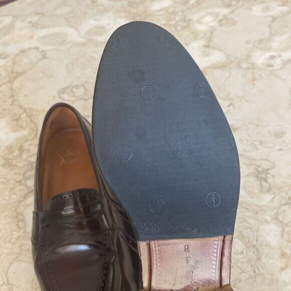 Vintage San Marino Classic Burgundy Leather Handmade Penny Loafers Size 8F - Picture 12 of 13